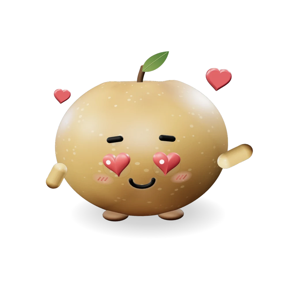 눈이 하트가 된 배 캐릭터 우야지